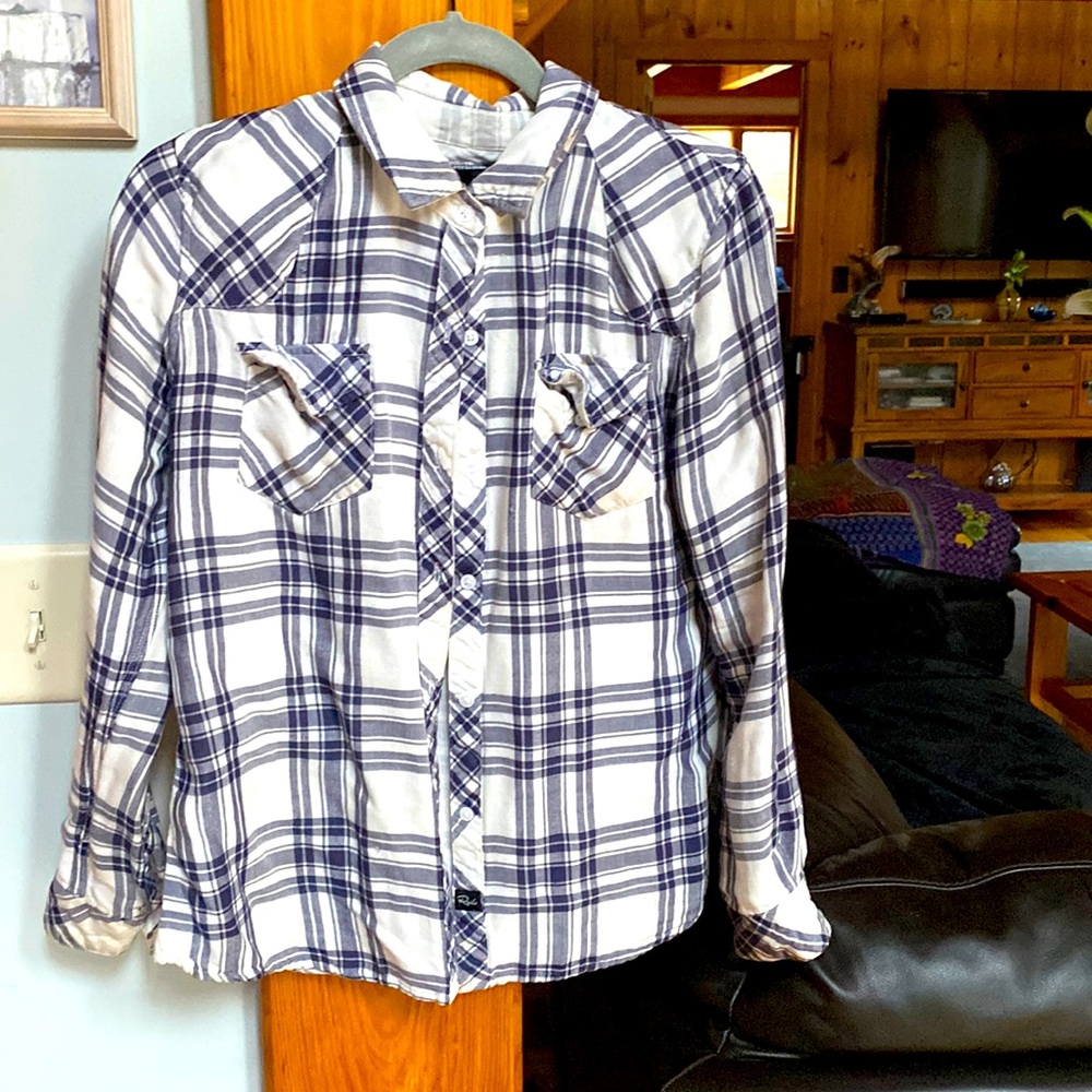 Rails.. white and blue plaid shirt